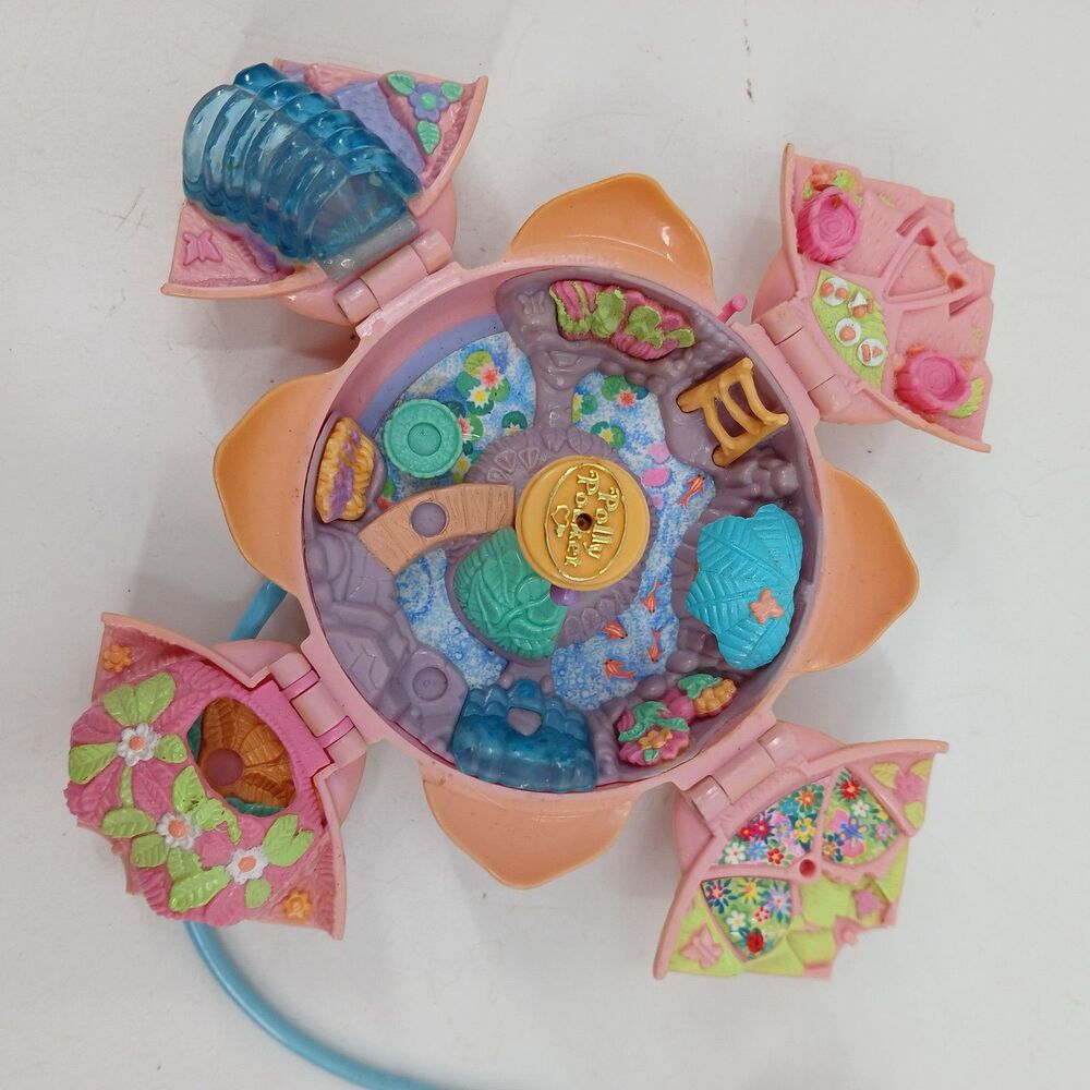 Vintage Bluebird Polly Pocket Flower Compact Play Set Mirror Accessories Pink 96